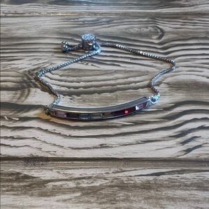 Silver bolo style crystal bracelet